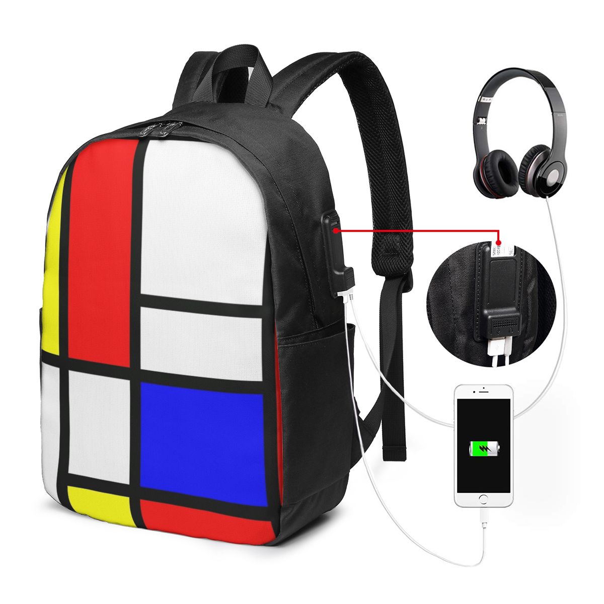 Women Bags For Women - حقيبة ظهر من Piet Mondrian Composition،
