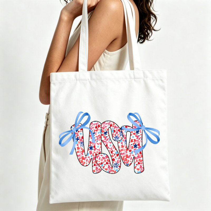 Women Bags Usa - حقيبة قماشية مطبوعة بتصميم USA مع
