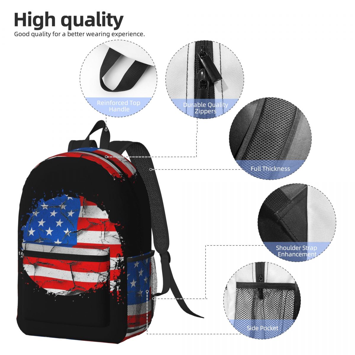 حقيبة ظهر بعلم أمريكا الأمريكي - مراجعة Women Bags Usa وسعره
