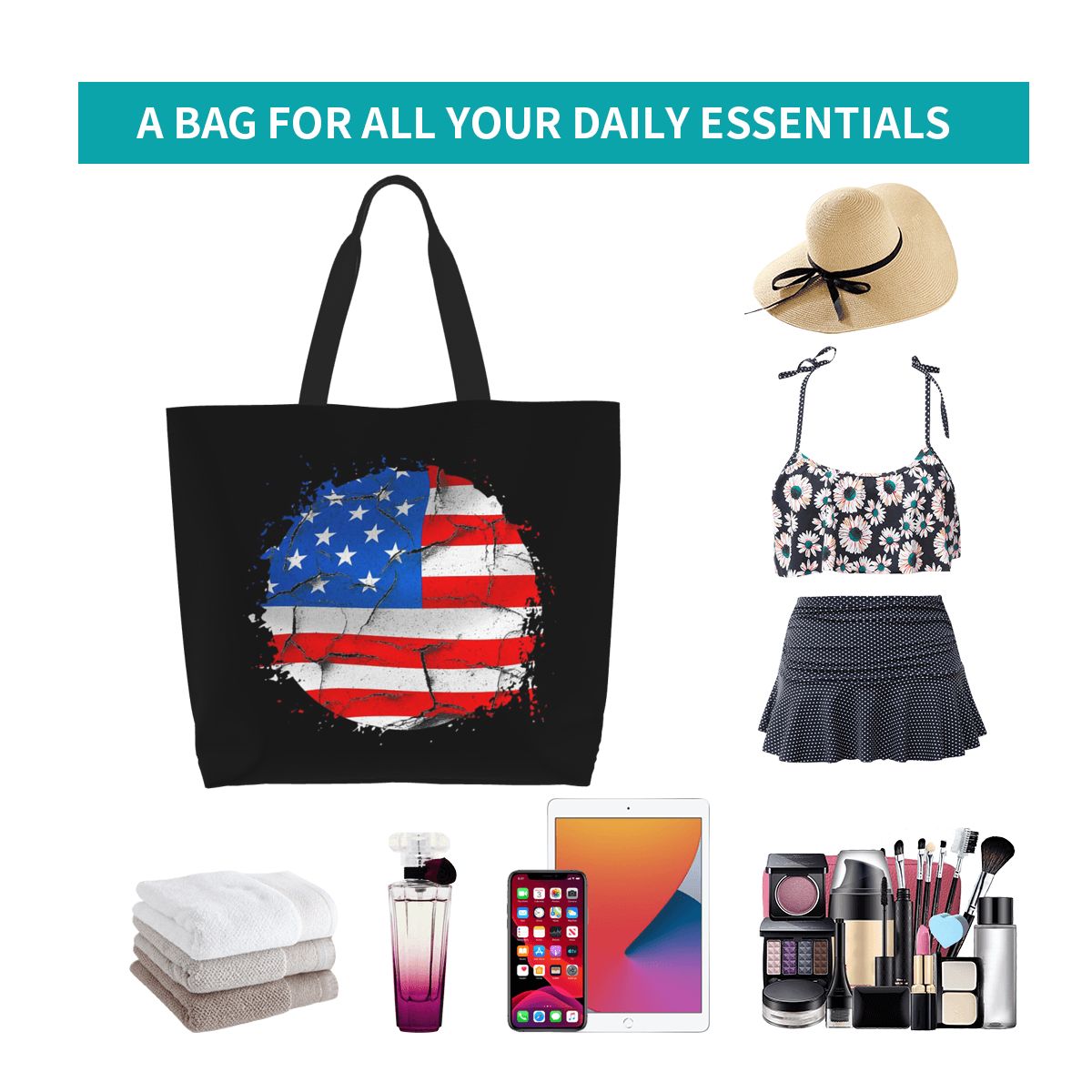 حقيبة تسوق قماشية كبيرة السعة  - مراجعة Women Bags Usa وسعره